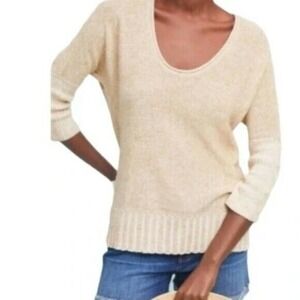 Moth Anthropologie Linen Blend Sweater Catamaran Beige Cotton Size Large